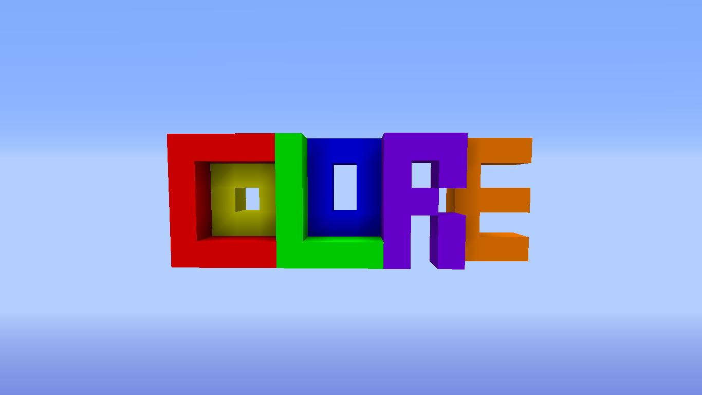Screenshot of the Colore mod logo built using some of the blocks added by the mod.