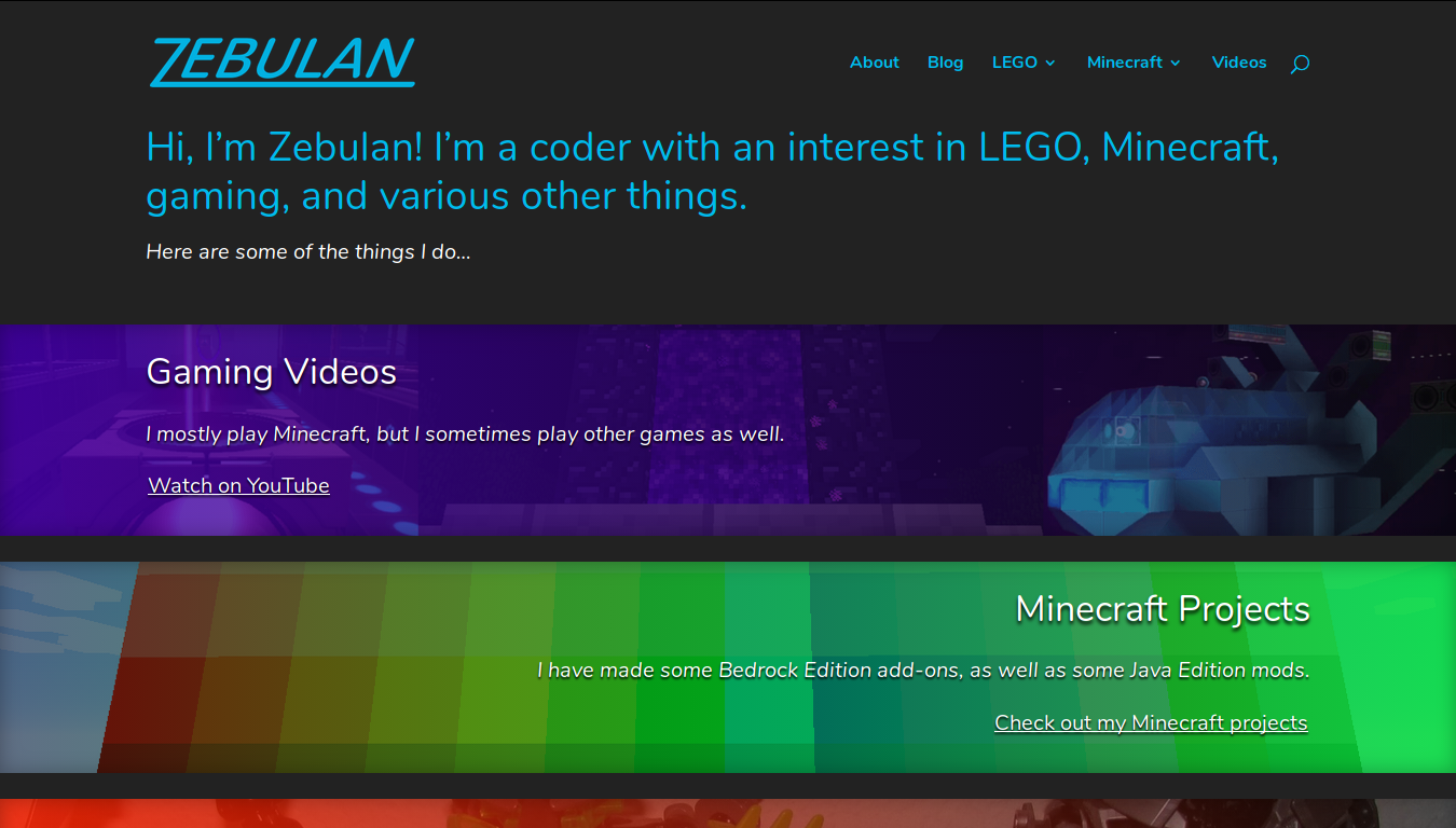 Screenshot of Zebulan.com.